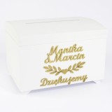 Biała skrzynia na koperty - kolor napisów do wyboru