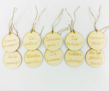 Drewniane zawieszki na alkohol komplet 10 sztuk