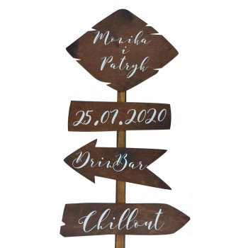 Spersonalizowany drogowskaz ślubny. 