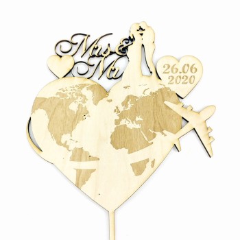 Topper na tort świat w serduszku. 