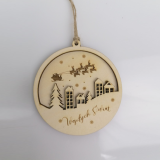 Ozdoba choinkowa 3d ze sklejki Wesołych Świąt