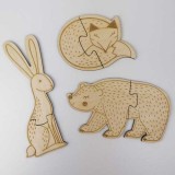 Drewniane puzzle zwierzątka - puzzle ze sklejki zestaw