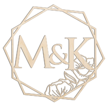 Inicjały heksagon na ściankę za parą młodą  60 cm