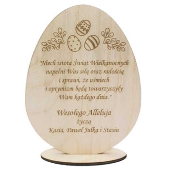 Życzenia wielkanocne pisanka do postawienia 15 cm