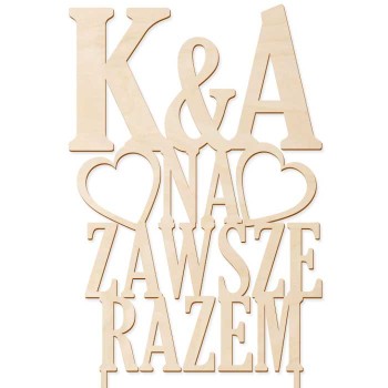 Topper na zawsze razem z inicjałami