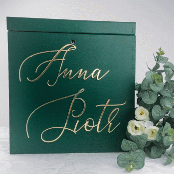 Skrzynia, pudełko na koperty weselne z imionami