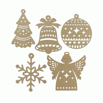 Bombki ze sklejki zestaw mini 5 szt