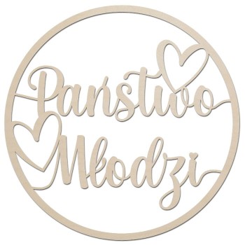 Napis, koło - Państwo Młodzi