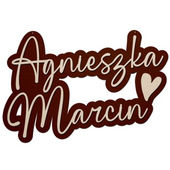 Imiona Pary Młodej - Napis dwuwarstwowy