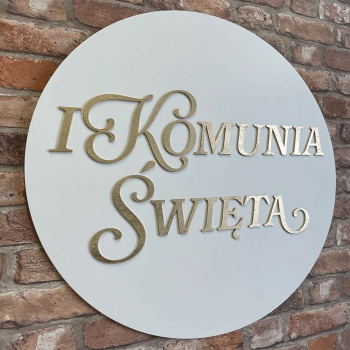 Koło z napisem I Komunia Święta