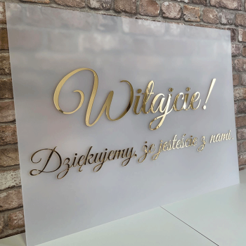 Tablica powitalna z przezroczystej pleksi 80 x 60