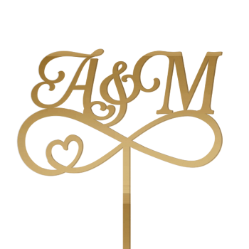 Topper na tort inicjały i nieskończoność 