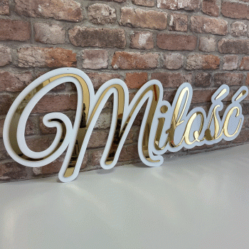 Napis Miłość  90 cm. 2D z pleksi 
