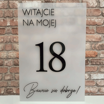 Dekoracja, tablica na 18-stkę 