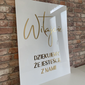 Tablica powitalna wesele plexi  60x45 lub 80x60