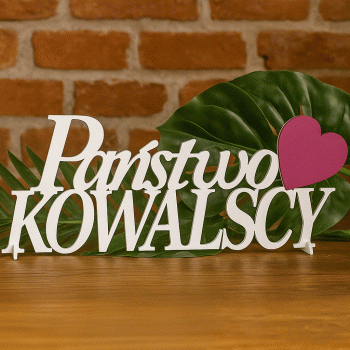 Napis ślubny Państwo z nazwiskiem dwa kolory