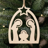 Drewniana zawieszka szopka na choinkę 12,5 cm