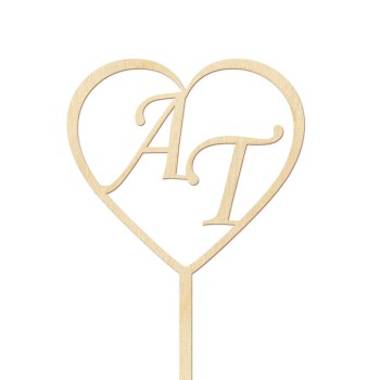 Topper na tort ślubny inicjały serce 